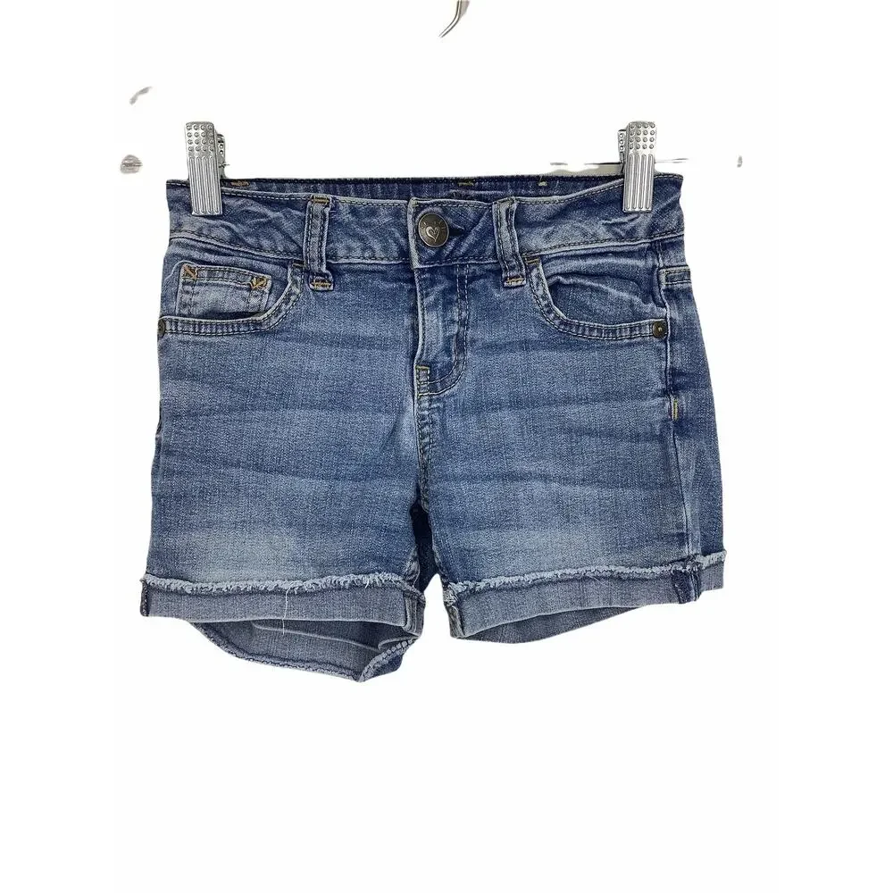 Justice Girl's Medium Wash Blue Denim Jean Shorts Kid's Youth Size 8